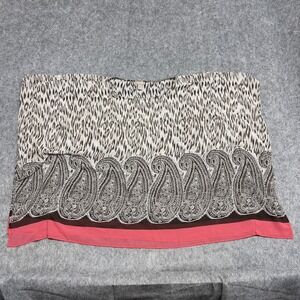 Chicos Blouse Womens Large  XL Beige Paisley Print Strapless Boho Top Preppy